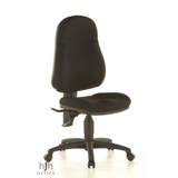Sedia Home Office WELLPOINT 10 nera con base a stella e cinque rotelle di Topstar – vista a 360° (vista frontale a tre quarti 40°)