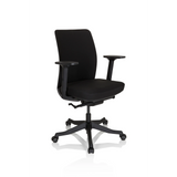 Sedia da ufficio professionale SENATOR nera con braccioli e una base a cinque ruote di hjh OFFICE – vista a 360° (vista frontale a tre quarti 40°)