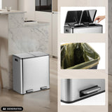 Cestino Clean 13 S in argento con due scomparti, sacchetti e maniglie di hjh OFFICE (immagine generata dall’IA)