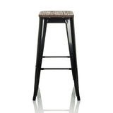 Sgabello da bar VANTAGGIO HIGH WS nero con seduta in effetto legno e poggiapiedi di hjh OFFICE – vista a 360° (vista frontale 0°)