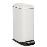 Cestino CLEAN SLIM bianco con pedale e coperchio arrotondato di hjh OFFICE – vista a 360° (vista frontale a tre quarti 30°)
