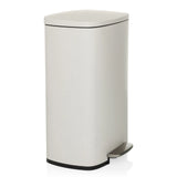 Cestino CLEAN XV beige con coperchio e pedale di hjh OFFICE – vista a 360° (vista frontale a tre quarti 60°)