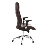 Dunkelbrauner Luxus-Chefsessel MURANO 20 mit Armlehnen und Fußkreuz mit fünf Rollen von hjh OFFICE – 360-Grad-Ansicht (Seitenprofil 100°)