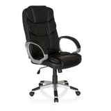 Poltrona Home Office RELAX BY155 nera con braccioli e base a cinque ruote di MyBuero – vista a 360° (vista frontale a tre quarti 40°)