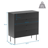 Disegno tecnico della Cassettiera KARBY K con 90 × 95 cm e una portata di 50 kg di hjh LIVING