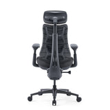Vista posteriore della High-end Sedia da ufficio LiberNovo Omni Pro grigio scuro con poggiatesta di Libernovo