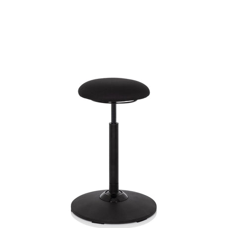 Schwarze Stehhilfe BALANCE SIT mit rundem Sitzpolster und einem stabilen Standfuß von hjh OFFICE