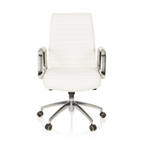 Poltrona professionale ASPERA 10 bianco crema con braccioli e base a cinque ruote di hjh OFFICE – vista a 360° (vista frontale 0°)