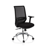 Sedia da ufficio professionale PROFONDO nera con schienale in rete e base a cinque ruote di hjh OFFICE – vista a 360° (vista frontale a tre quarti 40°)