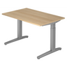 Höhenverstellbarer Schreibtisch XTRA XB 12 SS in Eiche-Optik mit grauen T-Füßen von hjh OFFICE PRO