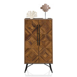 Cassettiera SANTJAGO WOOD HIGH in legno marrone scuro con motivo geometrico e gambe nere di hjh LIVING