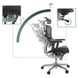 Meccanismi di regolazione e funzione di reclinazione della poltrona di lusso ERGOHUMAN GEN2 con reclinazione fino a 90° di hjh OFFICE