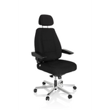 Sedia girevole XXL 24 HOURS I nera con poggiatesta e base a cinque ruote di hjh OFFICE – vista a 360° (vista frontale a tre quarti 40°)