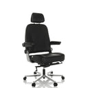 Sedia girevole XXL 24 HOURS F in pelle nera con poggiatesta e poggiapiedi di hjh OFFICE