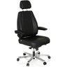 Sedia girevole XXL 24 HOURS in pelle nera con poggiatesta e base lucida di hjh OFFICE