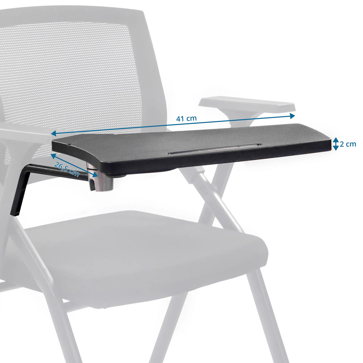 Vista dimensionale dell'Accessorio TABLET PRIORITY II vassoio per la scrittura con larghezza di 41 cm di hjh OFFICE
