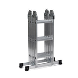 Scala richiudibile SOLID W3 in alluminio argento con dodici gradini di hjh OFFICE – vista a 360° (vista frontale 0°)
