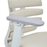 Bracciolo bianco della sedia da ufficio professionale ERGO LINE W con appoggio grigio e rivestimento in tessuto beige di hjh OFFICE