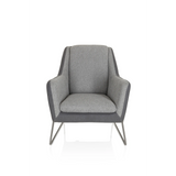 Poltrona imbottita LAGUN grigio chiaro con accenti grigio scuro e gambe in metallo di hjh OFFICE – vista a 360° (vista frontale 0°)