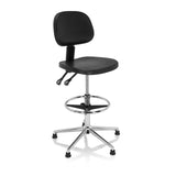 Sedia da banco nera TOP WORK 24 I con poggiapiedi e base metallica a cinque razze di hjh OFFICE