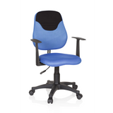 Sedia girevole per bambini KIDDY STYLE blu con schienale in rete, braccioli e base a cinque ruote di hjh OFFICE – vista a 360° (vista frontale 20°)
