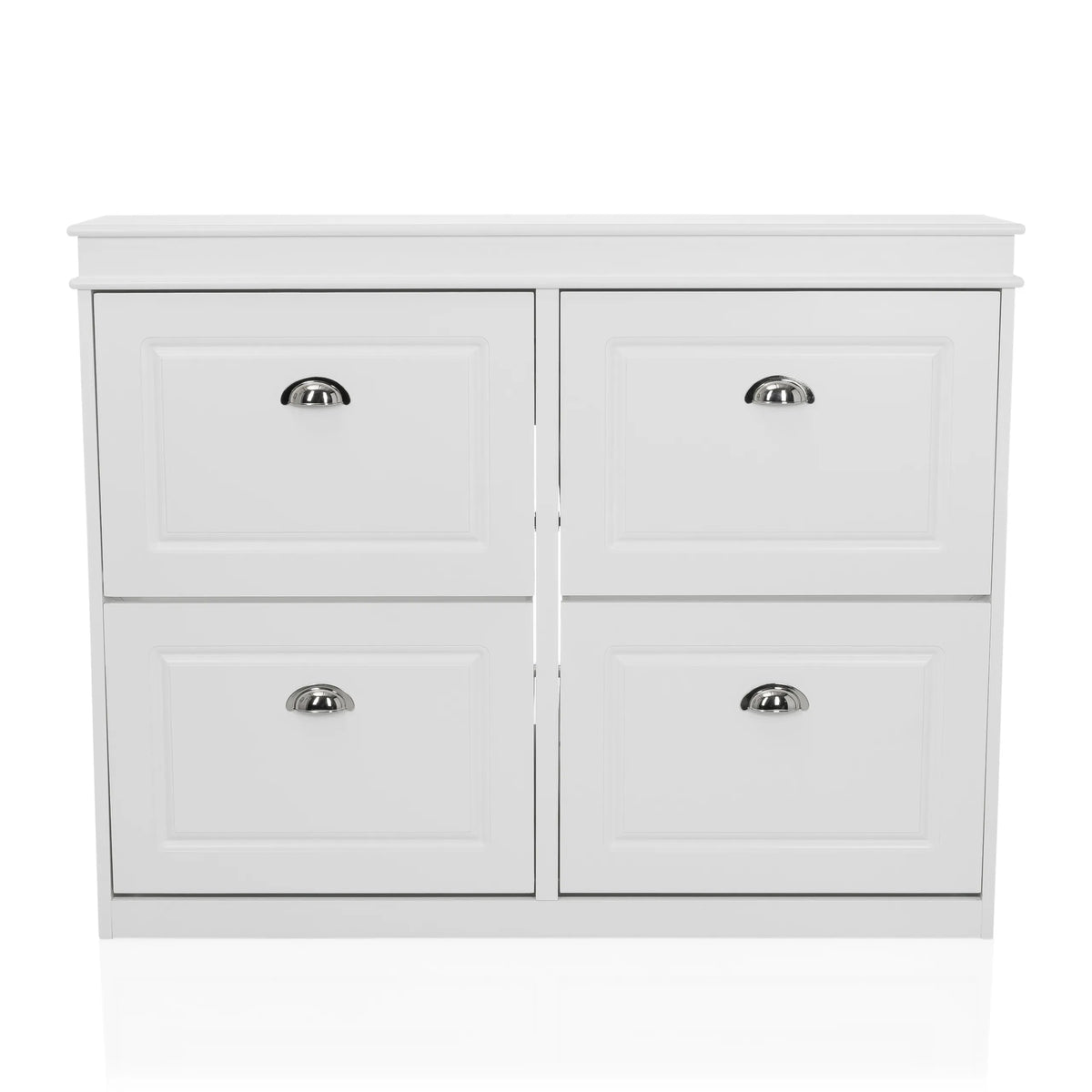 Scarpiera bianca ESTHA 4 con quattro cassetti e maniglie argentate di hjh LIVING