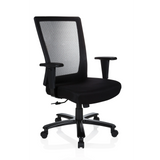 Sedia girevole XXL EXTENDER nera con schienale in rete e base a cinque ruote di hjh OFFICE – vista a 360° (vista frontale a tre quarti 40°)