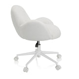 Sedia girevole per bambini KID TEDDY I bianca con rivestimento strutturato e base a cinque ruote di hjh OFFICE – vista a 360° (profilo laterale 80°)