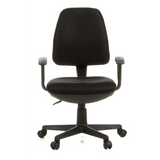 Schwarzer Homeoffice-Bürostuhl CITY 10 mit Netzrücken, Armlehnen und Fußkreuz mit fünf Rollen von hjh OFFICE – 360-Grad-Ansicht (Frontansicht 0°)