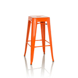 Sgabello da bar VANTAGGIO HIGH arancione con quattro gambe e poggiapiedi integrati di hjh OFFICE – vista a 360° (vista frontale 15°)