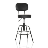 Sgabello da bar nero DISC HIGH con schienale e poggiapiedi rotondo di hjh OFFICE – vista a 360° (vista frontale 15°)