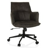 Sedia Home Office SOLAO LIFE grigio scuro con seduta imbottita e base a cinque ruote di hjh LIVING – vista a 360° (vista frontale 15°)