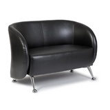 Sofà lounge nero ST. LUCIA a due posti con piedi in metallo lucido di hjh OFFICE – vista a 360° (vista posteriore 180°)