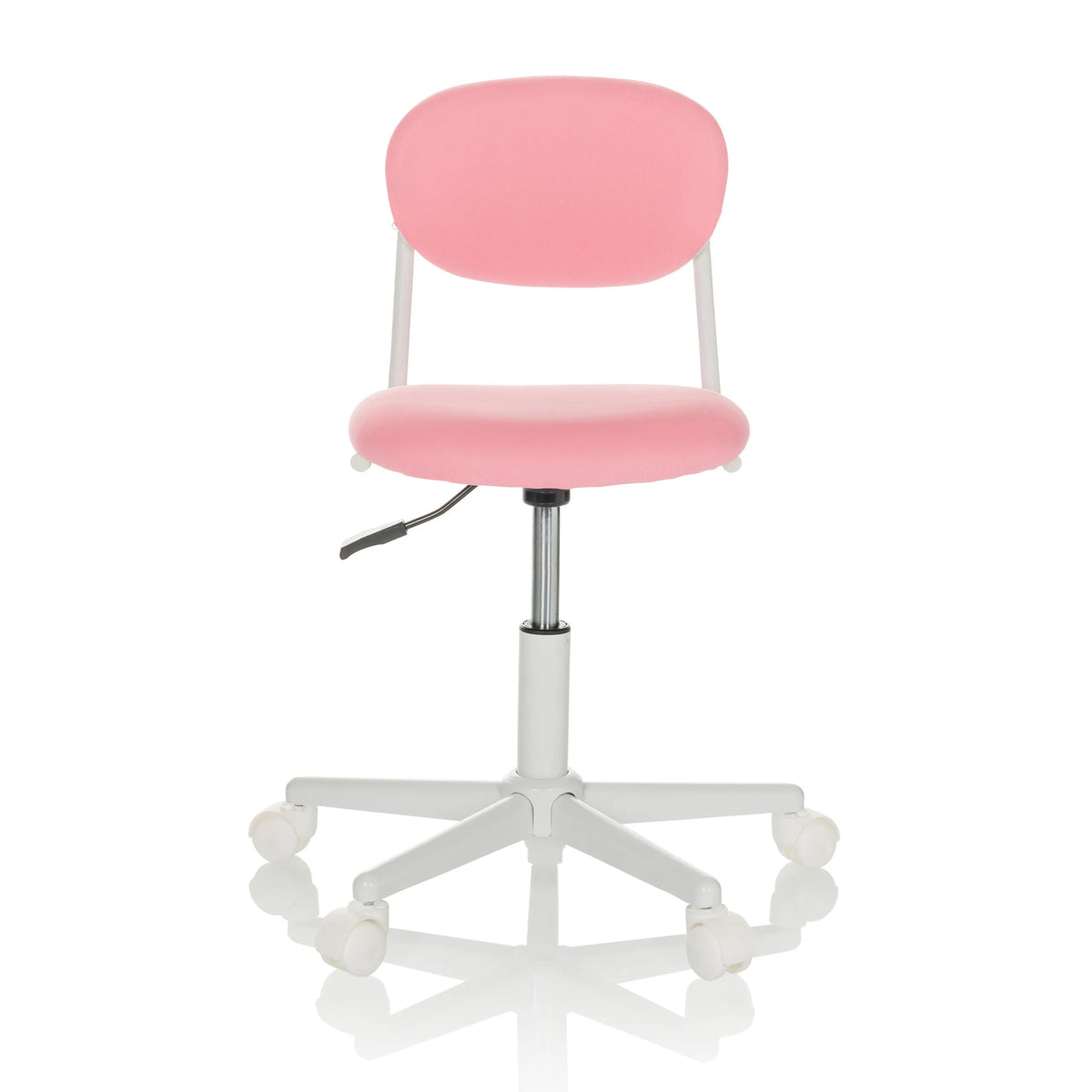 Sedia girevole per bambini KIDDY BASE I rosa con base a stella e cinque rotelle di hjh OFFICE – vista a 360° (vista frontale 0°)