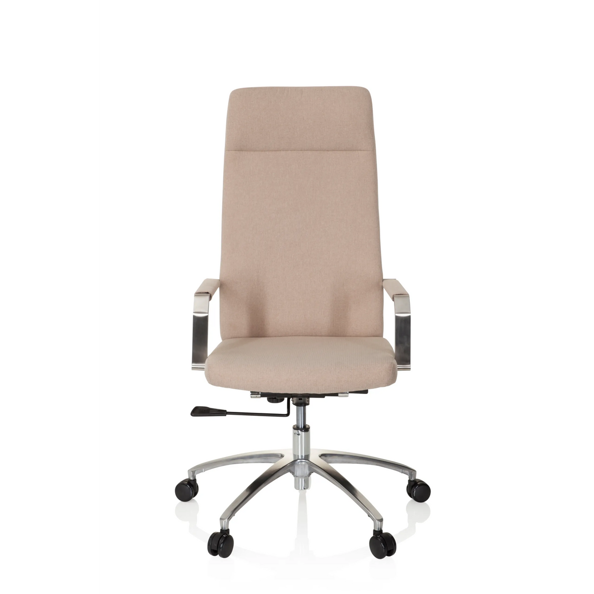 Sedia Home Office SARANTO PLUS I beige con braccioli e base a cinque ruote di hjh OFFICE – vista a 360° (vista frontale 0°)