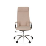 Sedia Home Office SARANTO PLUS I beige con braccioli e base a cinque ruote di hjh OFFICE – vista a 360° (vista frontale 0°)