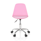 Sedia girevole per bambini FANCY II rosa con scocca curva e base a cinque ruote di hjh OFFICE – vista a 360° (vista frontale 0°)