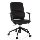 Sedia da ufficio professionale ATMOS DESIGNER nera con braccioli e base a cinque ruote di hjh OFFICE – vista a 360° (vista frontale 15°)
