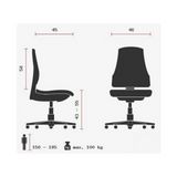 Disegno tecnico della Sedia Home Office WELLPOINT 10 con una larghezza di 46 cm di Topstar