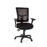 Poltrona professionale IMPACT PRO nera con schienale in rete e base a cinque ruote di hjh OFFICE – vista a 360° (vista frontale 20°)