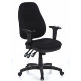 Sedia da ufficio professionale ZENIT PRO nera con braccioli e base a cinque ruote di hjh OFFICE – vista a 360° (vista frontale a tre quarti 40°)