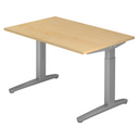 Höhenverstellbarer Schreibtisch XTRA XB 12 SS in Ahorn-Optik mit grauen Metallfüßen von hjh OFFICE PRO