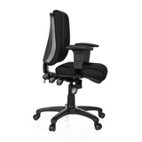 Sedia da ufficio professionale ZENIT BASE nera con braccioli e base a cinque ruote di hjh OFFICE – vista a 360° (profilo laterale 80°)