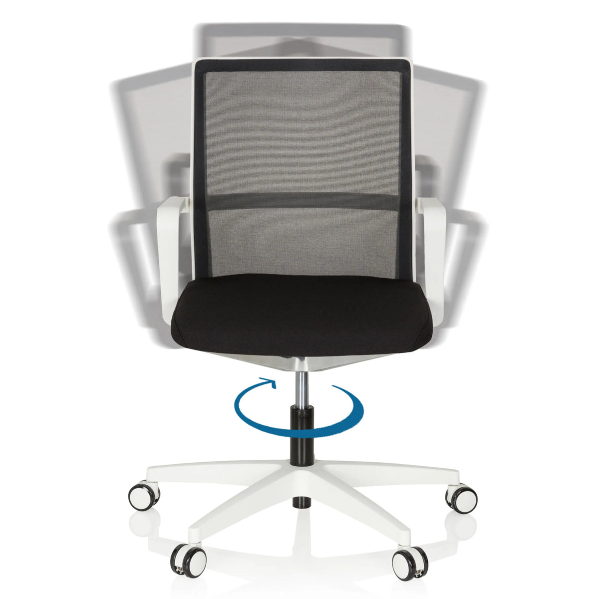 Funzione girevole e inclinazione dello schienale della Sedia da ufficio professionale MOVE-TEC NET 3D W in bianco-nero di hjh OFFICE