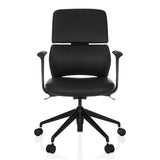 Sedia da ufficio professionale ATMOS DESIGNER nera con braccioli e base a cinque ruote di hjh OFFICE – vista a 360° (vista frontale 0°)