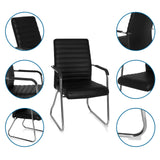 Sedia visitatore STEEL V in nero con struttura a slitta, braccioli e imbottitura trapuntata di hjh OFFICE