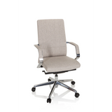 Sedia da ufficio professionale BESSONA beige con braccioli e base a cinque ruote di hjh OFFICE – vista a 360° (vista frontale 20°)