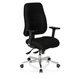 Sedia da ufficio professionale ZENIT COMFORT nera con braccioli e base a cinque ruote di hjh OFFICE – vista a 360° (vista frontale a tre quarti 40°)