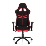 Sedia da gaming LEAGUE PRO I nero-rossa con due aperture per il poggiatesta e base a cinque ruote di hjh OFFICE – vista a 360° (vista frontale 0°)