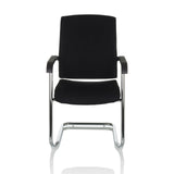 Sedia a sbalzo LEVIA VP nera con braccioli e struttura cromata di hjh OFFICE – vista a 360° (vista frontale 0°)